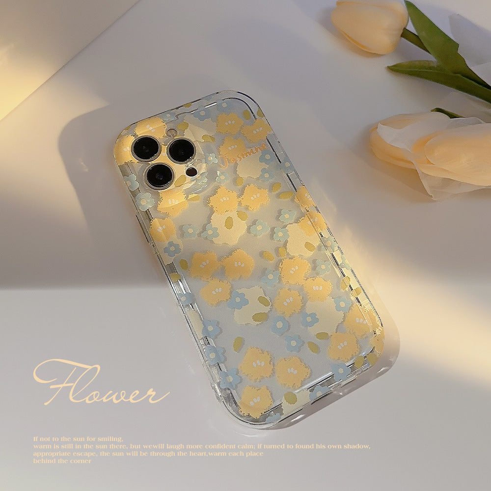 Blossom Bunny iPhone 14 Case: Soft, Transparent TPU Cover for 15 Plus/13 Pro Max/12