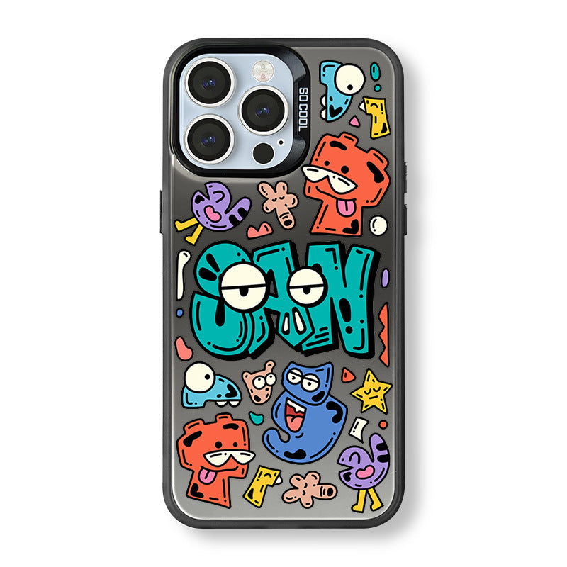 Stylish Cartoon Laser Matte iPhone 14 Pro / Huawei Mate 60 Fun Case