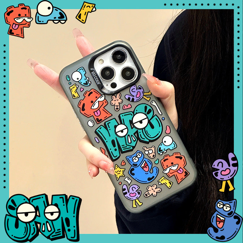 Stylish Cartoon Laser Matte iPhone 14 Pro / Huawei Mate 60 Fun Case