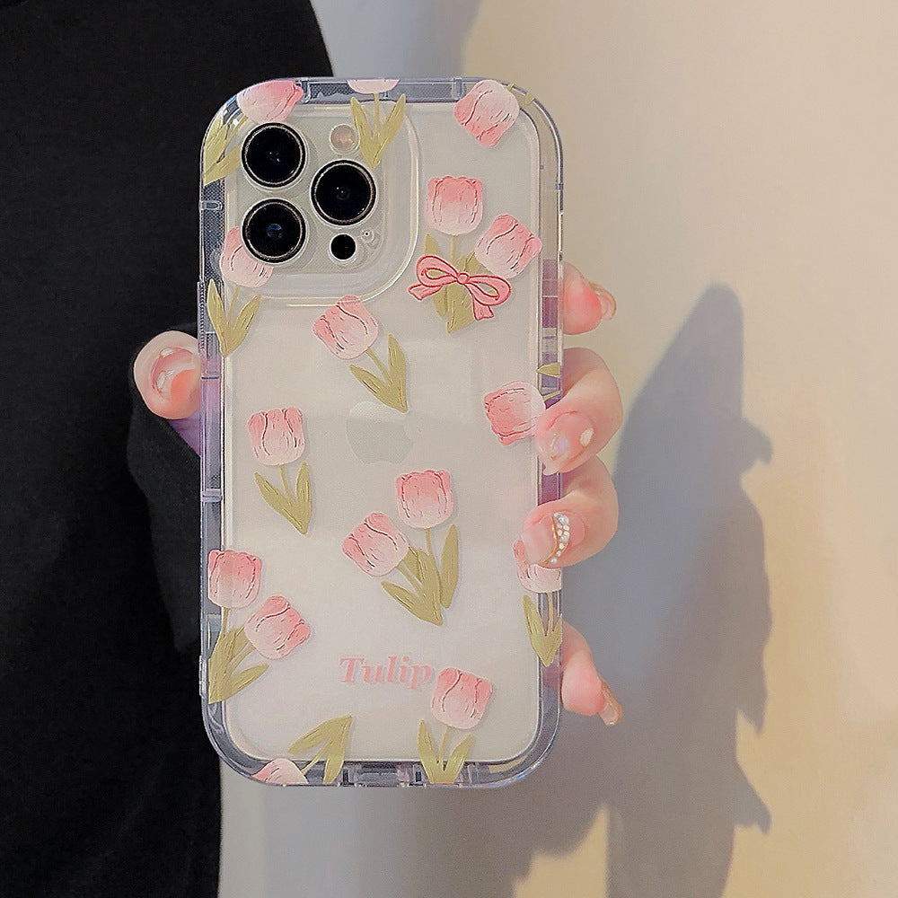 Blossom Bunny iPhone 14 Case: Soft, Transparent TPU Cover for 15 Plus/13 Pro Max/12