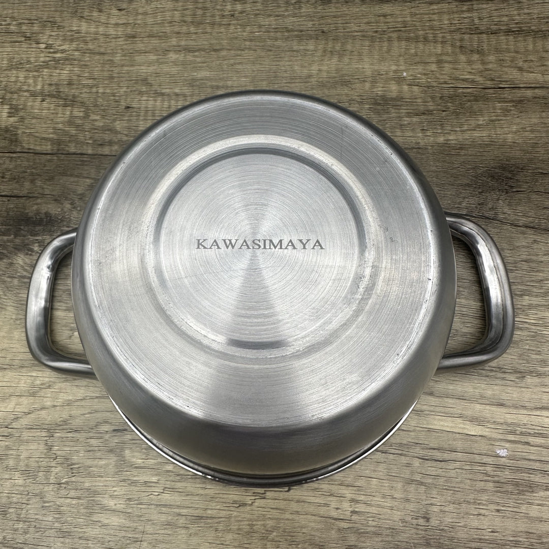 KAWASIMAYA Cauldrons 8-Inch Stainless Steel 304 Multipurpose Pot with Steamer and Steel Handle