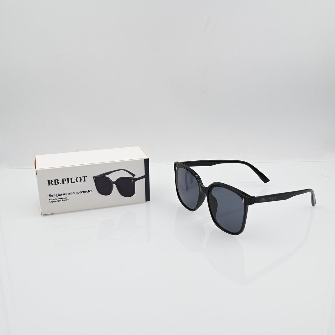 RB.PILOT Unisex Sunglasses in Black, Plastic Resin Frame - Lightweight & Durable