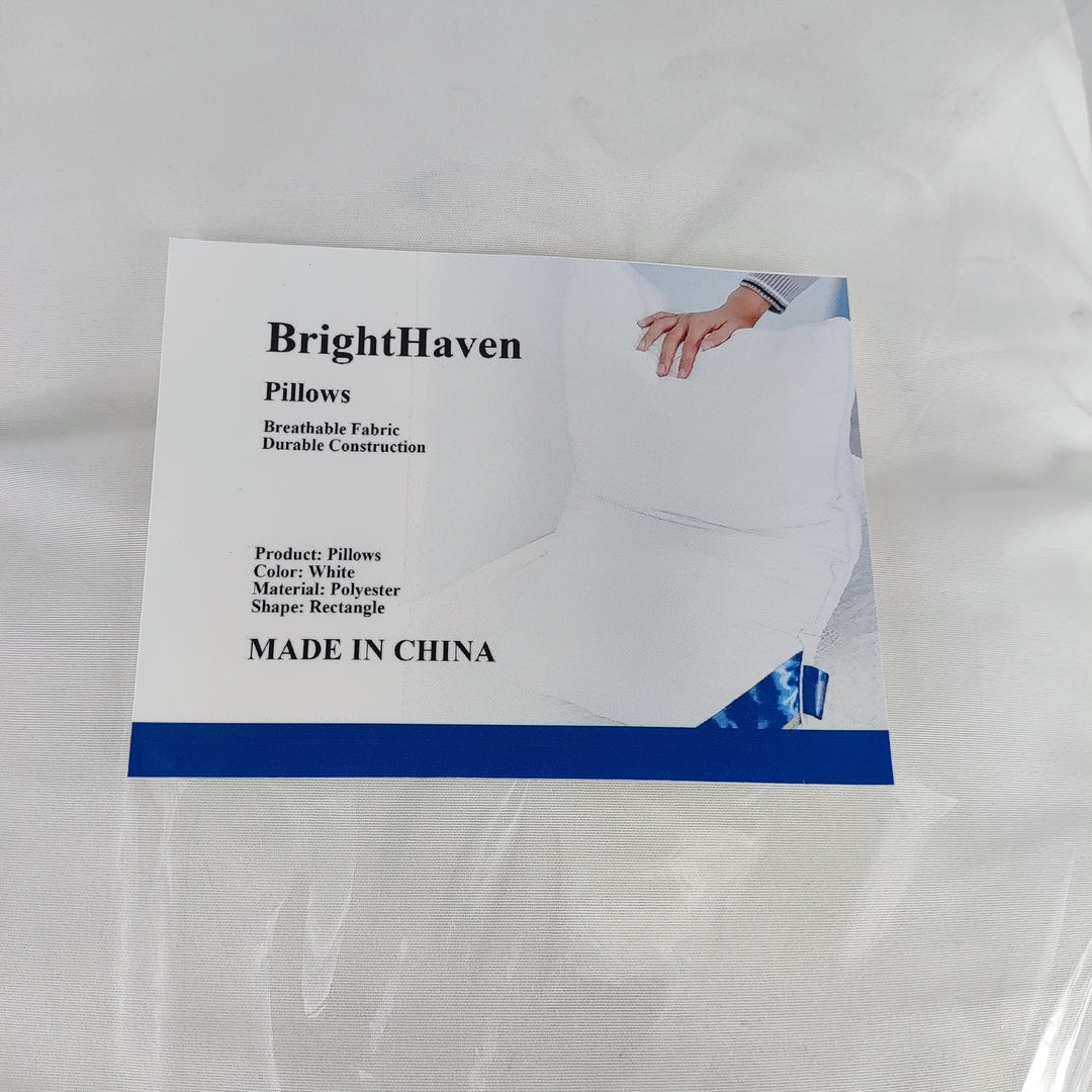 BrightHaven Premium White Polyester Rectangle Pillow - Comfortable Support for Restful Sleep