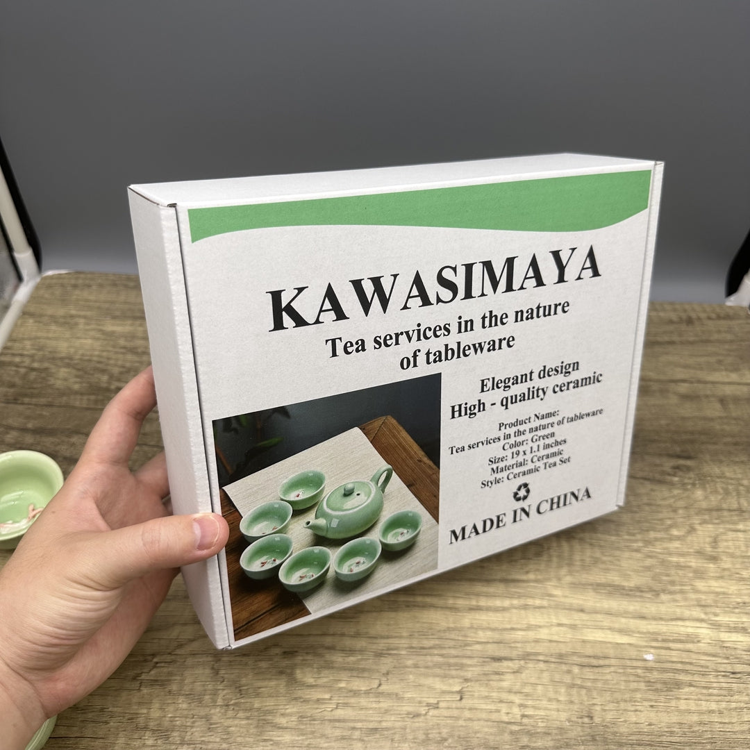 KAWASIMAYA Tea Services in the Nature of Tableware - Green Porcelain Teacups Small Elegant Drinkware