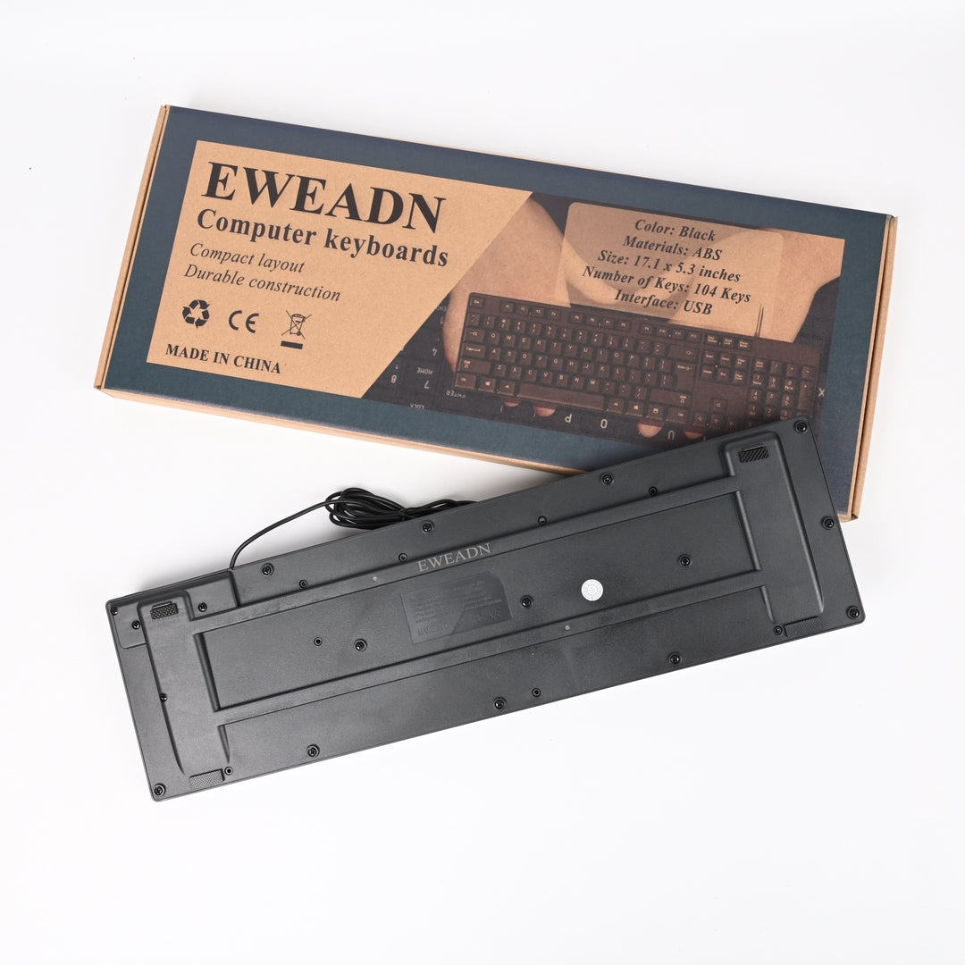 EWEADN Quiet Office Computer Keyboards with Plug-and-Play Design
