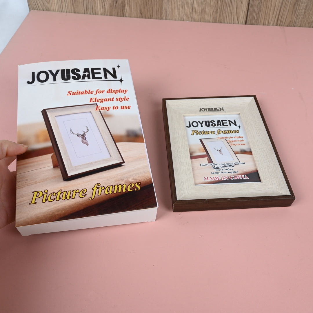 JOYUSAEN Dual-Color White & Walnut Photo Frame Elegant Wood Grain Picture Frame for Home & Office Display