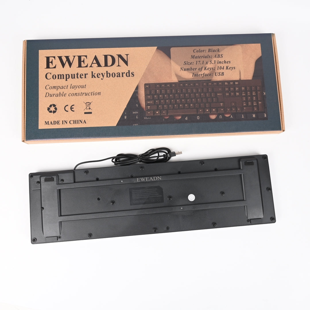 EWEADN Quiet Office Computer Keyboards with Plug-and-Play Design