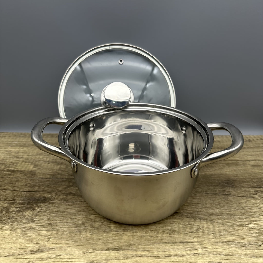 KAWASIMAYA Cauldrons 8-Inch Stainless Steel 304 Multipurpose Pot with Steamer and Steel Handle