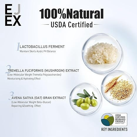 EJEX Face and Neck Sheet Mask,Hydrating Face Masks Skincare, Bio-Based Collagen Mask for Sensitive Skin,Chemical Free,Redness Reducing&Soothing&Repairing Facial Mask for Skin Care,38gx5ea