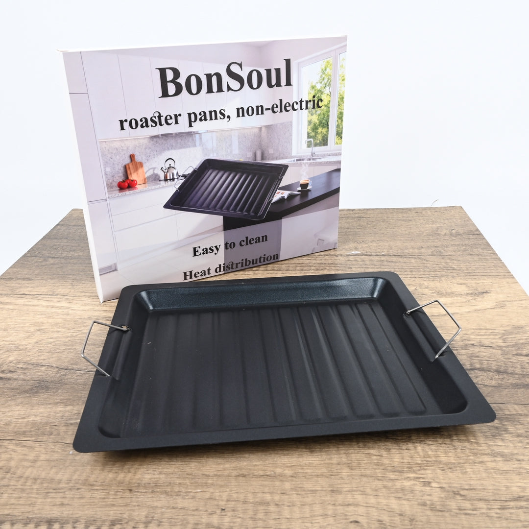 BonSoul Non-Stick Roasting Pan with Rack - Large Capacity Professional Roaster Pan for Turkey, Meat and Vegetables