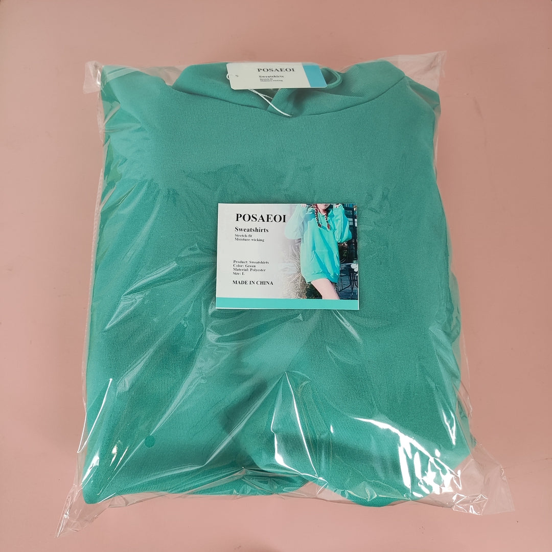 POSAEOI Green Polyester Sweatshirt, Athletic Wear - Size L