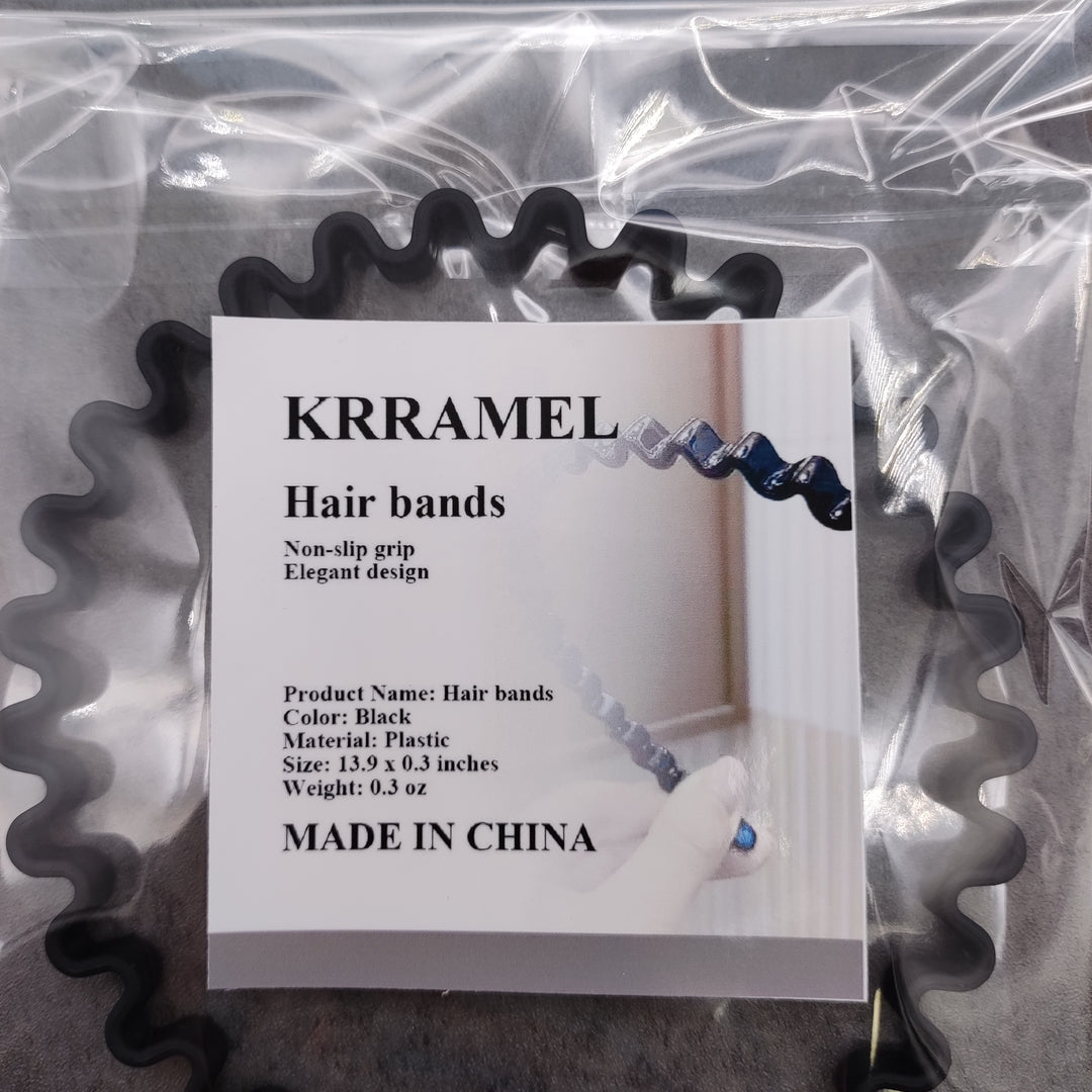 KRRAMEL Classic Black Plastic Hair Band - Secure Style with Strong Elasticity!