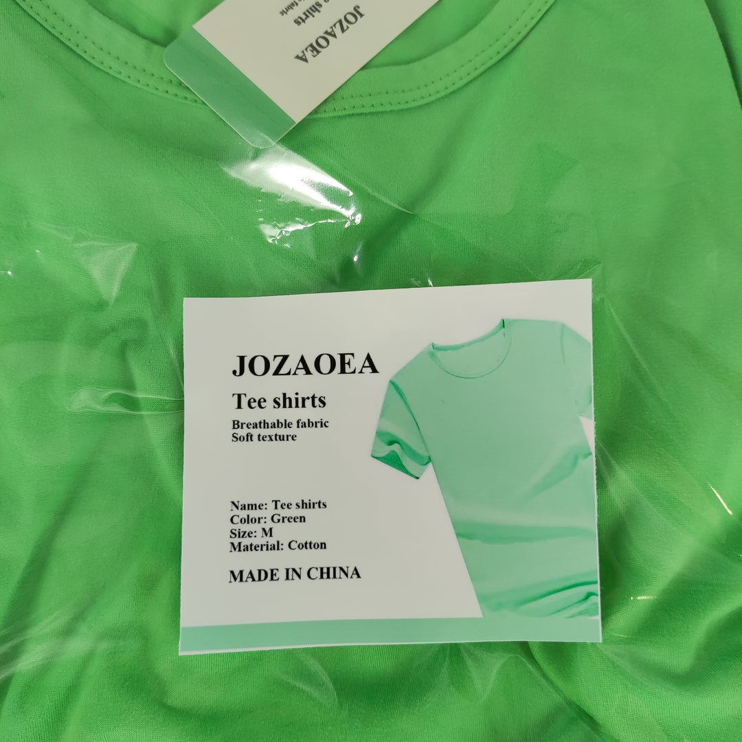 JOZAOEA Green Cotton T-shirt, Medium - Comfortable and Breathable