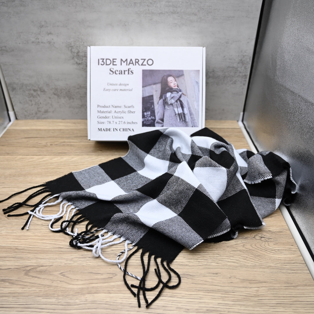 13DE MARZO Premium Winter Scarfs Soft Acrylic Knit Lightweight Unisex Design for Daily Wear and Cold Weather Protection