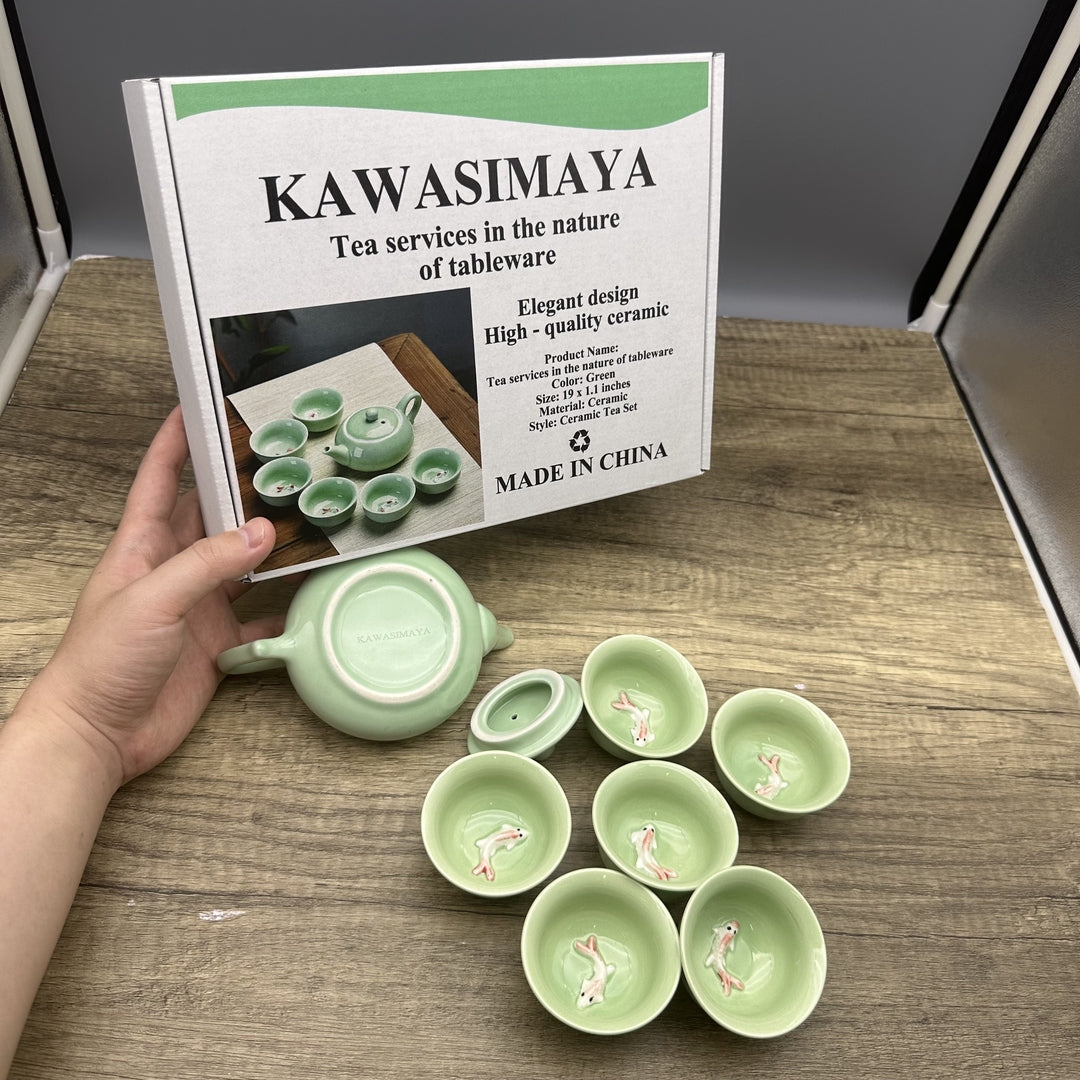 KAWASIMAYA Tea Services in the Nature of Tableware - Green Porcelain Teacups Small Elegant Drinkware