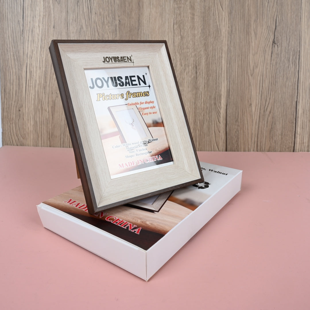 JOYUSAEN Dual-Color White & Walnut Photo Frame Elegant Wood Grain Picture Frame for Home & Office Display