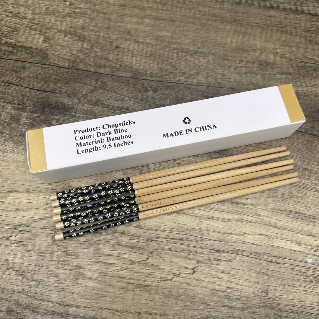 KAWASIMAYA Chopsticks Set Dining Utensils: 3 Pair of Elegant Blue Chopsticks for Stylish and Comfortable Dining