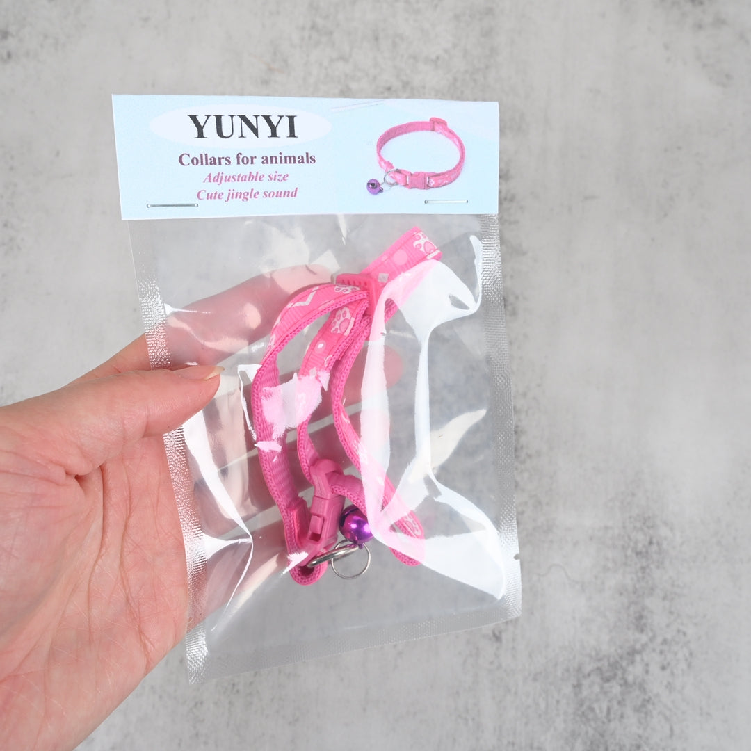 YUNYI Magenta Pet Collar with Bell Adjustable Nylon Pet Collar for Cats & Small Dogs