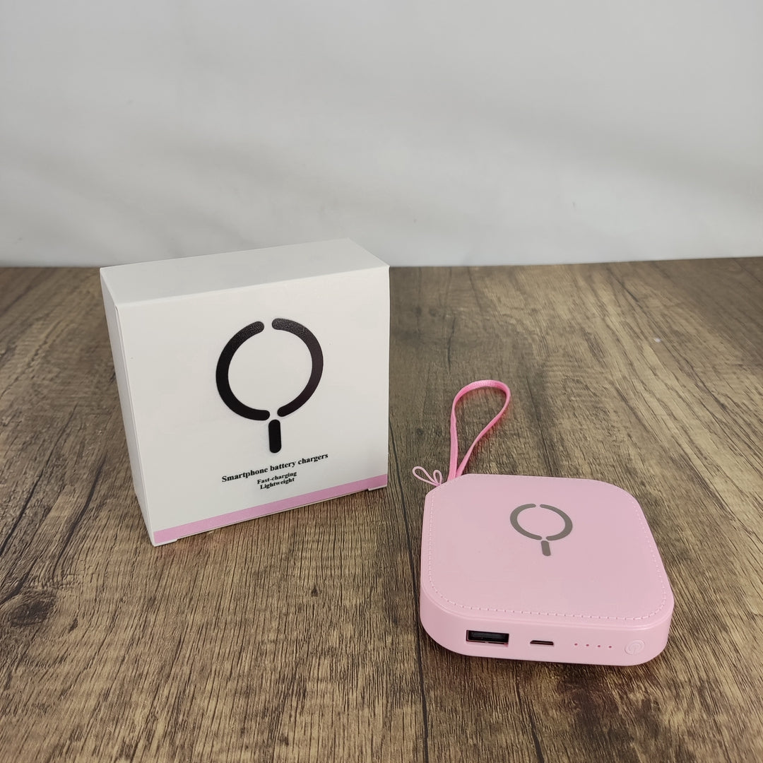 Portable Charger - Pink, Plastic, Lightweight Power Bank, 2400mAh, 3.2x3.2x0.9 inches, 0.48 lbs