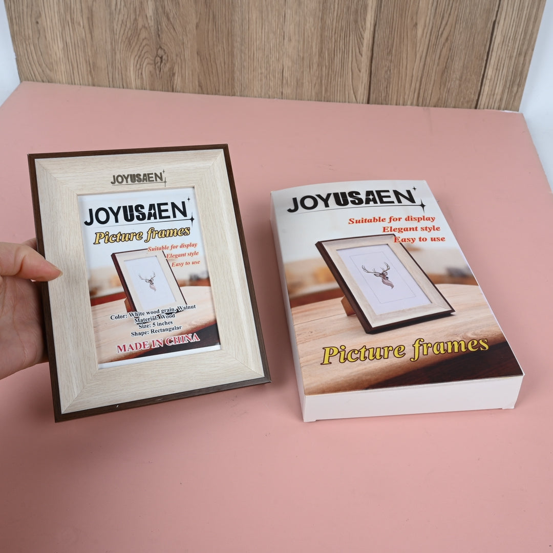 JOYUSAEN Dual-Color White & Walnut Photo Frame Elegant Wood Grain Picture Frame for Home & Office Display