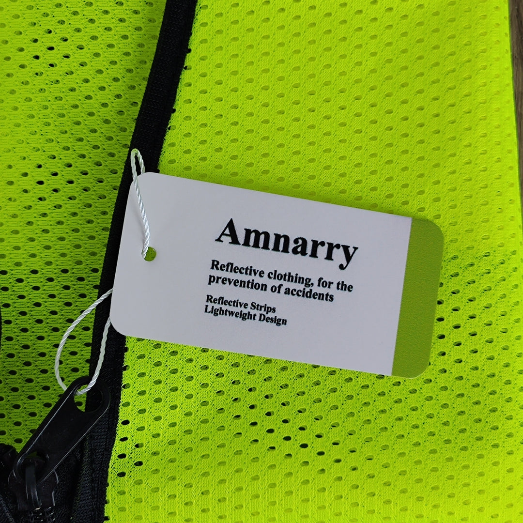 Amnarry High Visibility Reflective Vest - Fluorescent Green