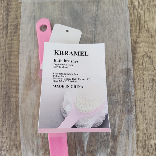 KRRAMEL Bath Brushes Long Handle Shower Body Brush with Bristles and Loofah