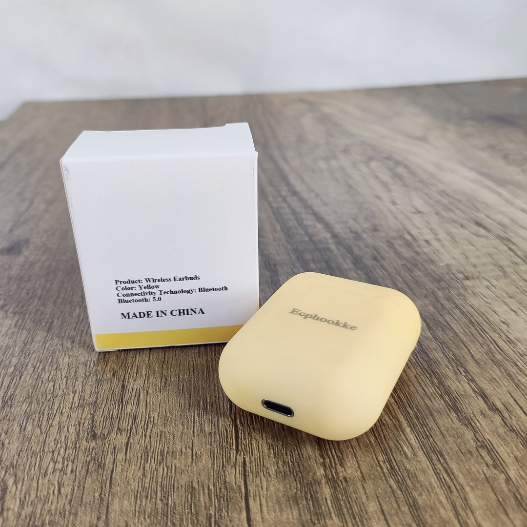 Ecphookke High-Fidelity Wireless Earbuds in Vibrant Yellow - Comfortable Fit, Bluetooth 5.0 Connectivity, 8 Hours Playback