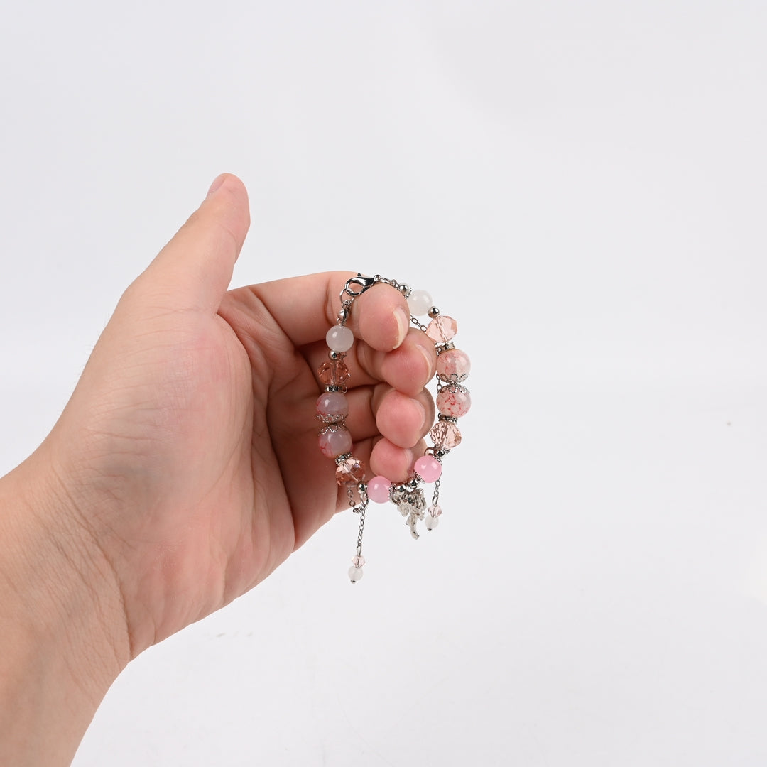 Aurazenlife Cute Cartoon Bow Bracelets Pink Fashion Jewelry Girls Charm Bracelets Casual Accessories