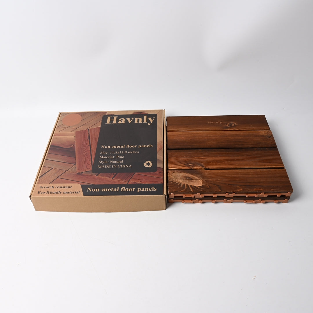 Havnly Premium Non Metal Floor Panels Carbonized Wooden Outdoor Deck Tiles for Indoor and Outdoor Use