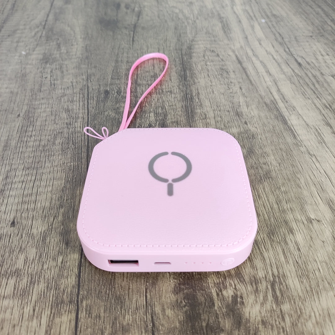 Portable Charger - Pink, Plastic, Lightweight Power Bank, 2400mAh, 3.2x3.2x0.9 inches, 0.48 lbs