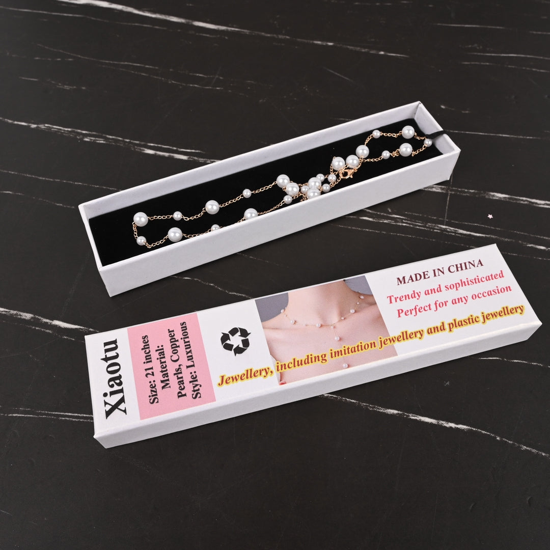 Xiaotu Pearl Necklace with Y-Shape Tassel & Starry Sky Pearls Imitation Pearl Fashion Jewelry