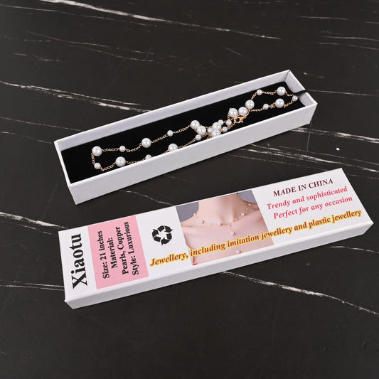 Xiaotu Pearl Necklace with Y-Shape Tassel & Starry Sky Pearls Imitation Pearl Fashion Jewelry