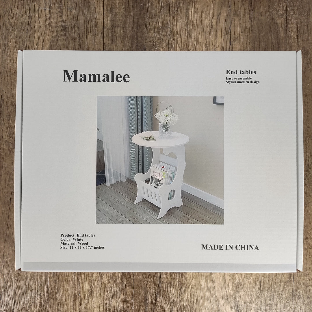 Mamalee Elegant White European Round End Table - Compact & Durable Wood Construction