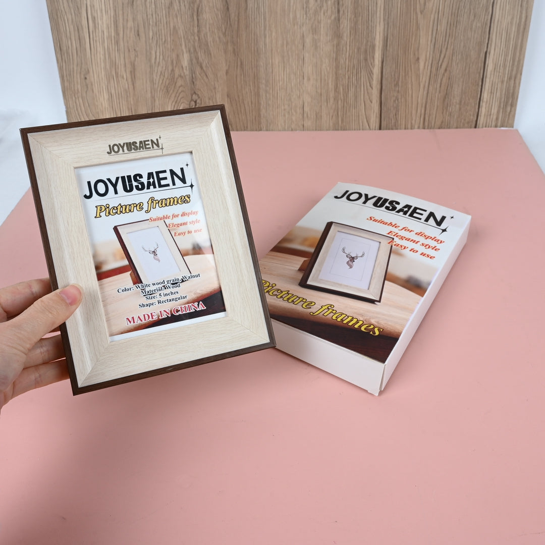 JOYUSAEN Dual-Color White & Walnut Photo Frame Elegant Wood Grain Picture Frame for Home & Office Display