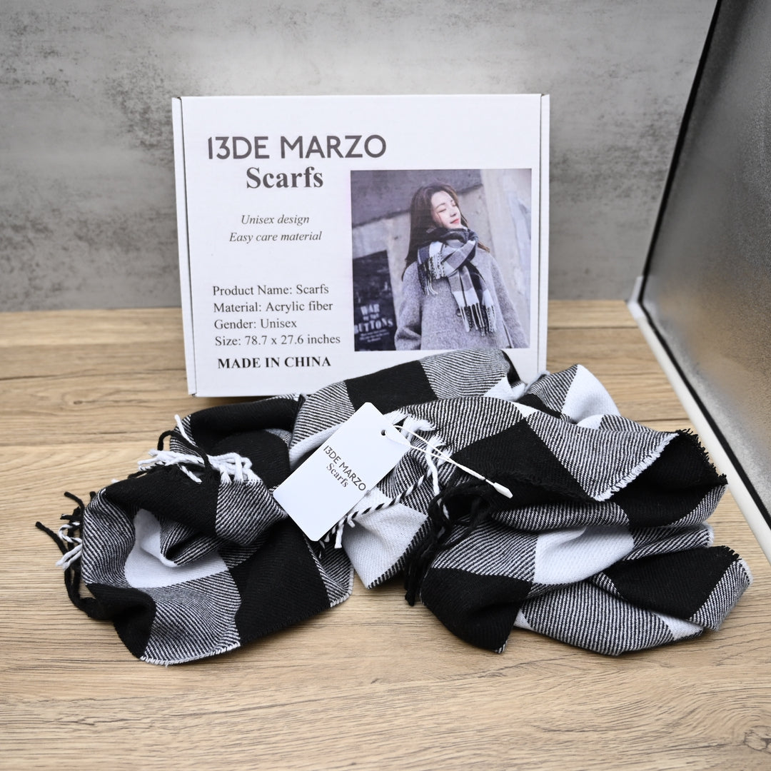 13DE MARZO Premium Winter Scarfs Soft Acrylic Knit Lightweight Unisex Design for Daily Wear and Cold Weather Protection