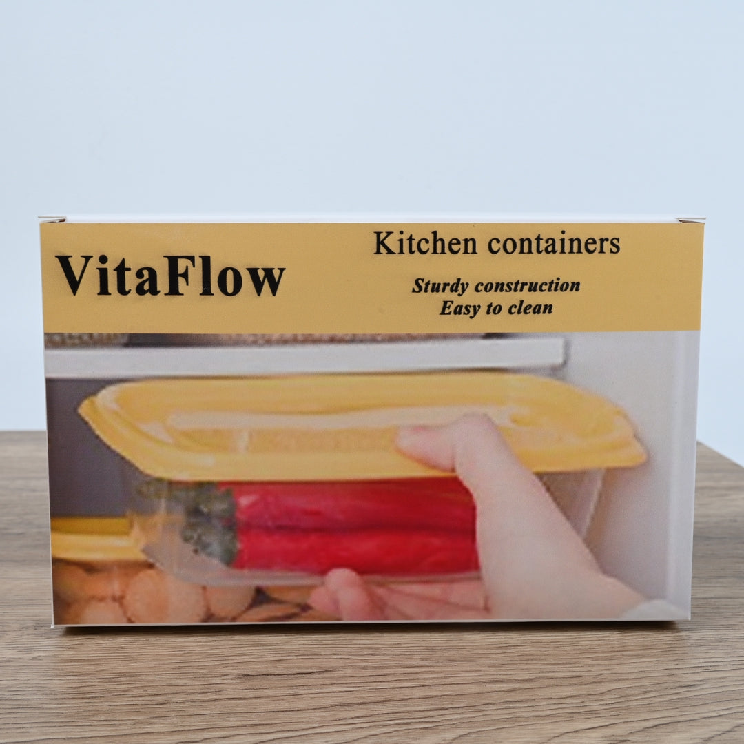 VitaFlow Yellow Rectangular Airtight Plastic Kitchen Containers for Food Storage and Organization