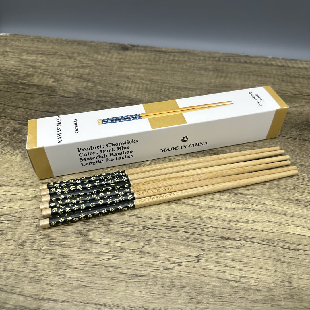 KAWASIMAYA Chopsticks Set Dining Utensils: 3 Pair of Elegant Blue Chopsticks for Stylish and Comfortable Dining