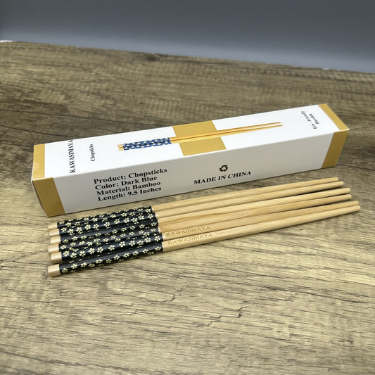 KAWASIMAYA Chopsticks Set Dining Utensils: 3 Pair of Elegant Blue Chopsticks for Stylish and Comfortable Dining