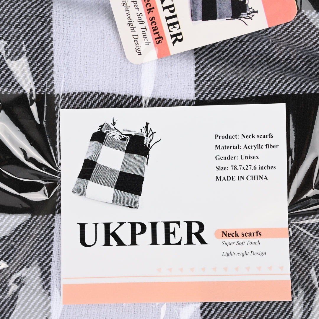 UKPIER Cozy Acrylic Fiber Winter Scarf in Gray - Soft Lightweight Unisex Neck Scarfs for Men and Women