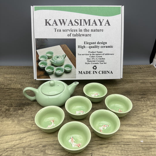 KAWASIMAYA Tea Services in the Nature of Tableware - Green Porcelain Teacups Small Elegant Drinkware