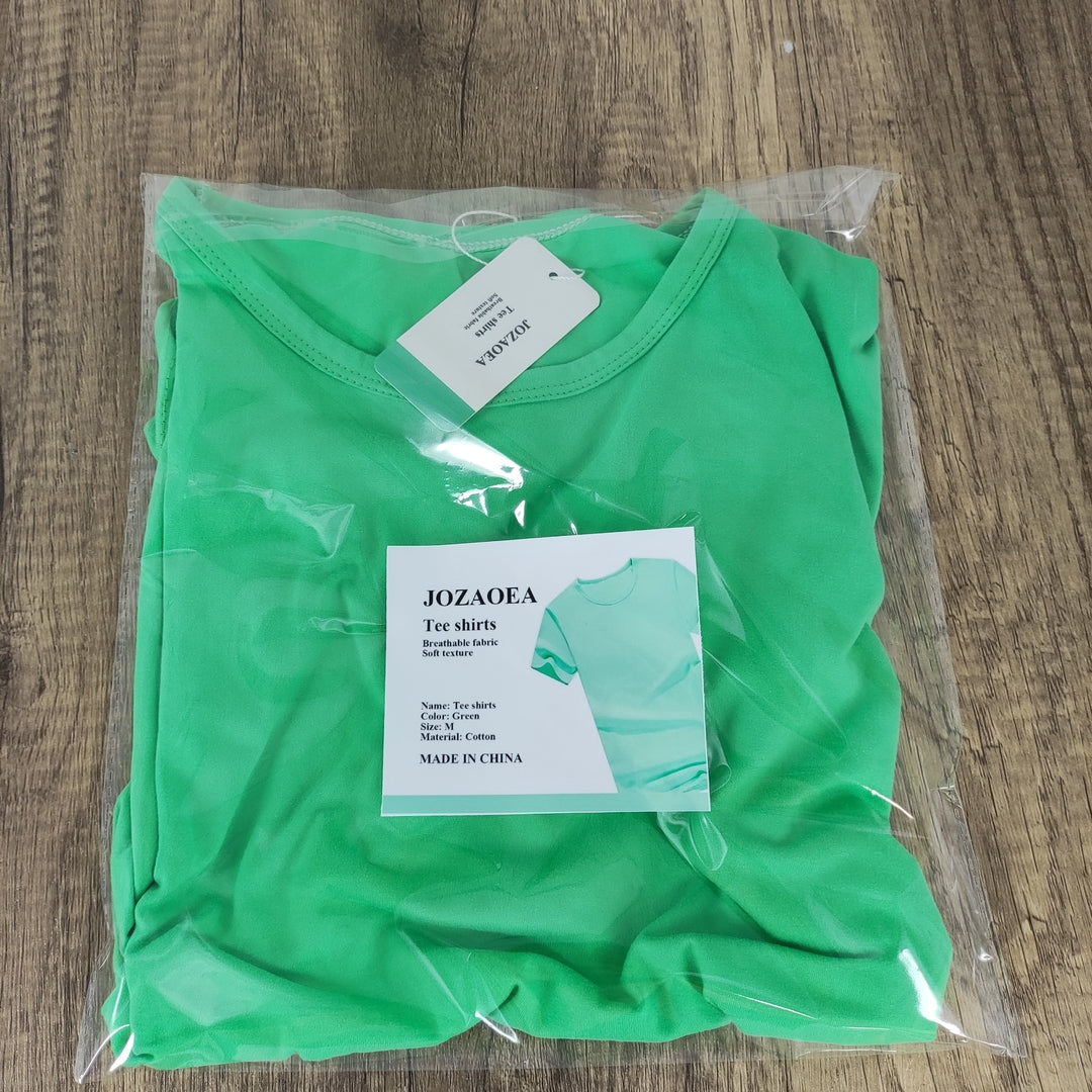 JOZAOEA Green Cotton T-shirt, Medium - Comfortable and Breathable