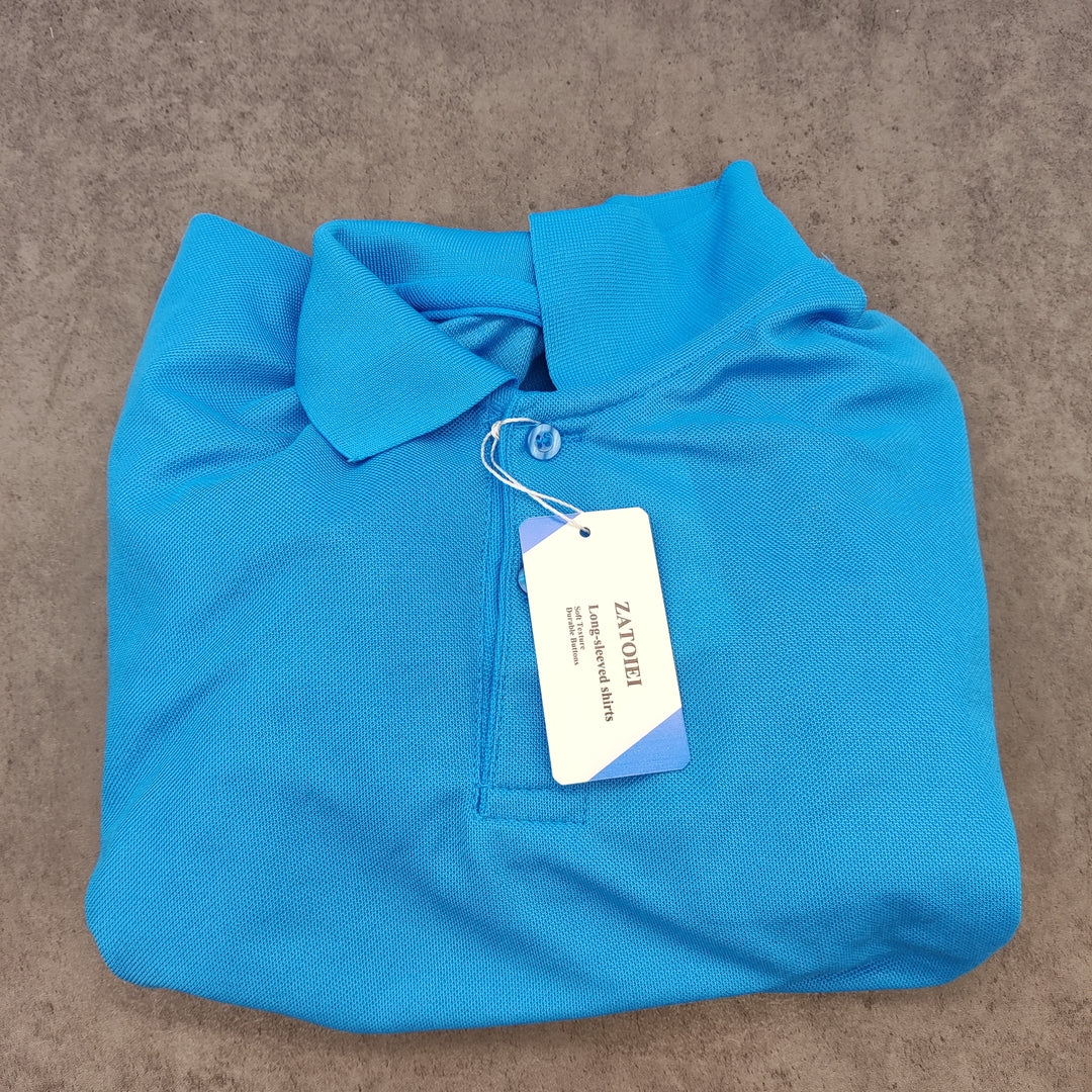 ZATOIEI Long-Sleeve Shirt in Blue, 100% Polyester, Size M