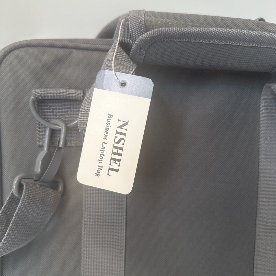 NISHEL Eco-Friendly Business Laptop Bag, Gray, Waterproof Material, Sustainable Design