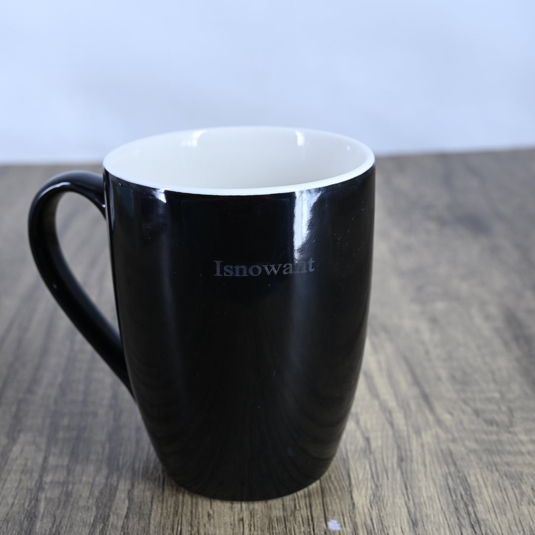 Isnowant Elegant Black Earthenware Mug - Glossy Finish Ceramic Coffee Cup, Durable, Leak-Proof, and Dishwasher-Safe, 11.2 oz