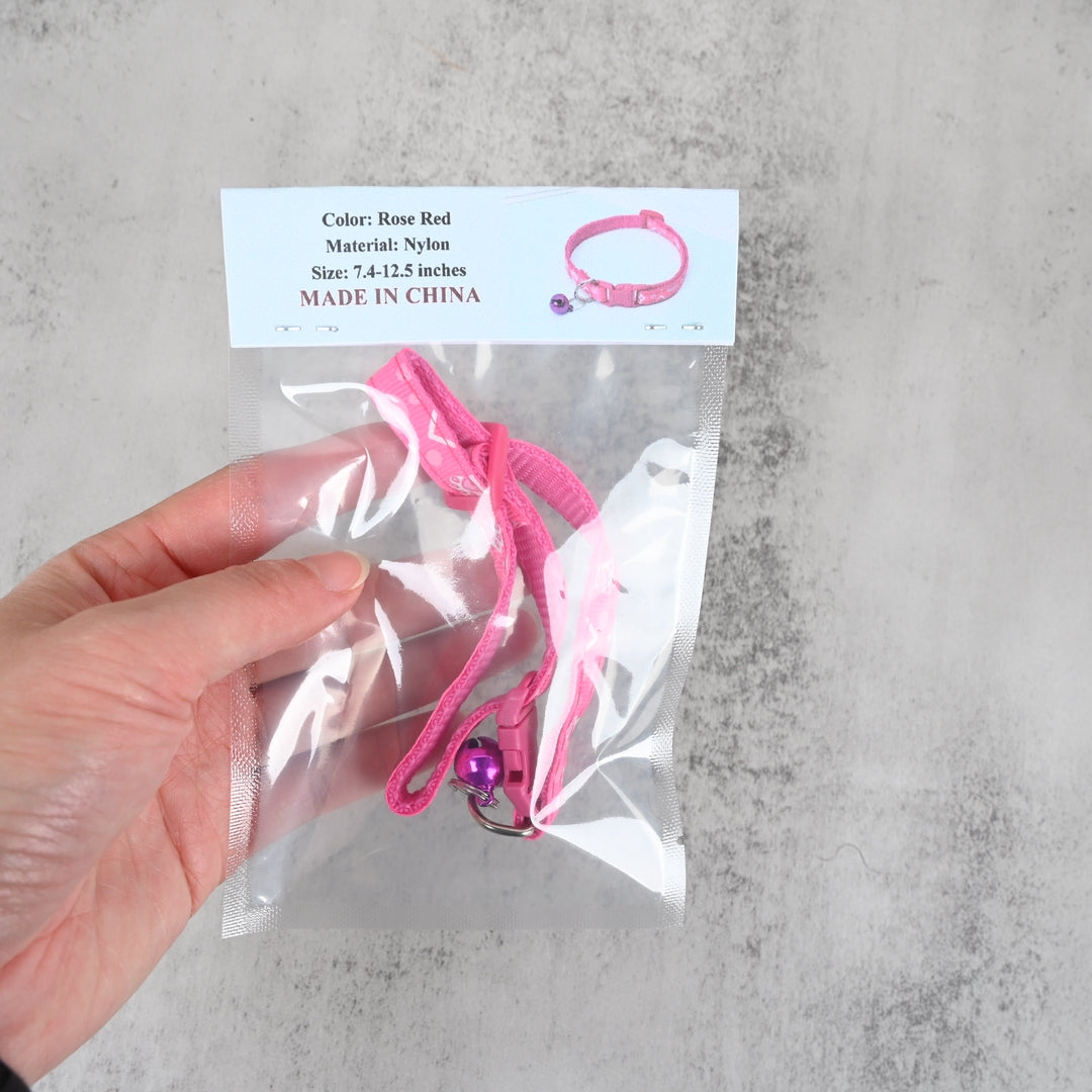 YUNYI Magenta Pet Collar with Bell Adjustable Nylon Pet Collar for Cats & Small Dogs