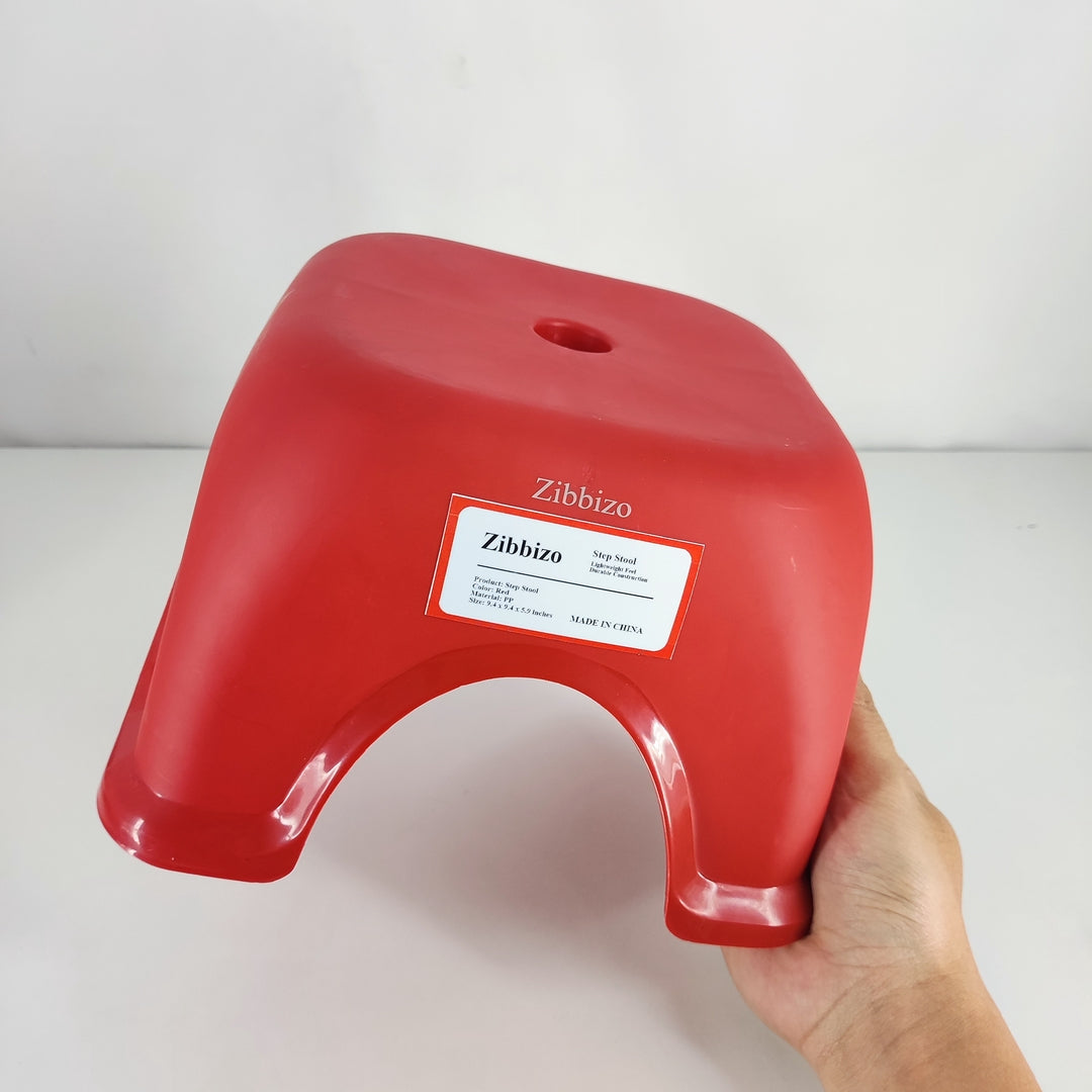Zibbizo Lightweight and Durable Red Plastic Step Stool for Safe and Convenient Home Use