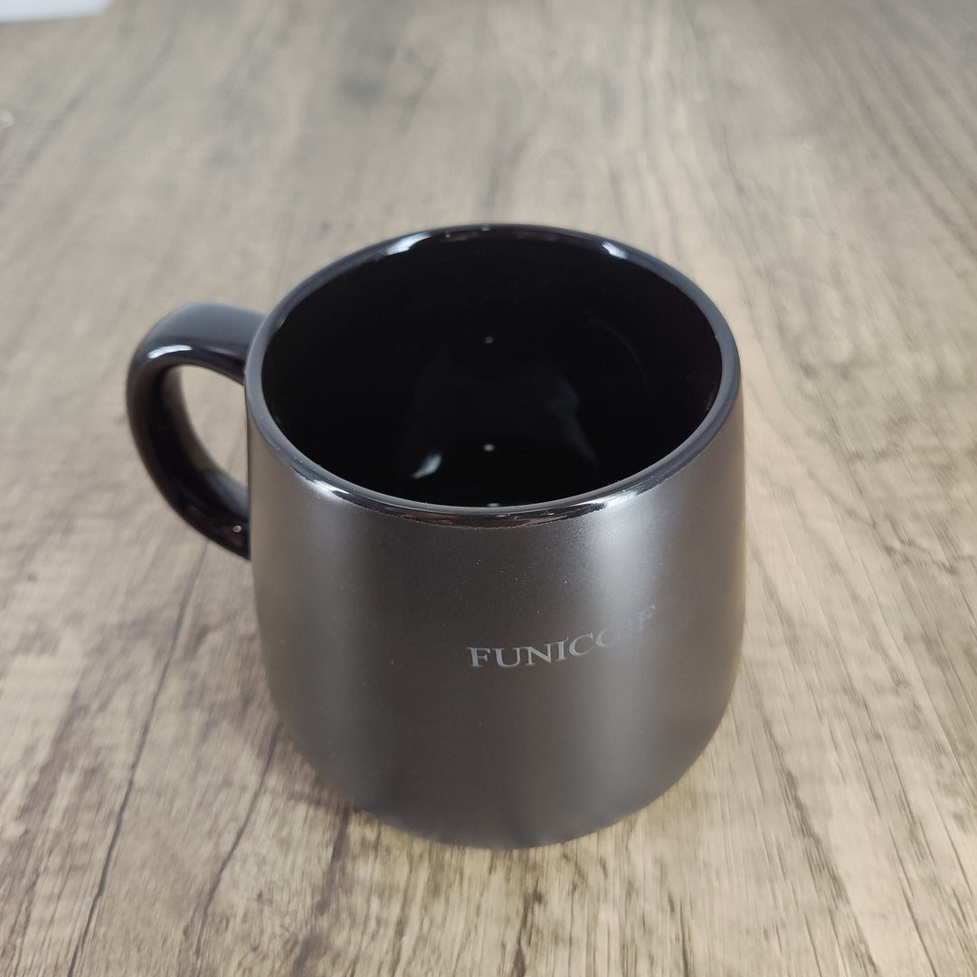 FUNICGIF Modern Two-Tone Black Coffee Mug with Lid and Spoon - Stylish Coffee Cup for Home Use