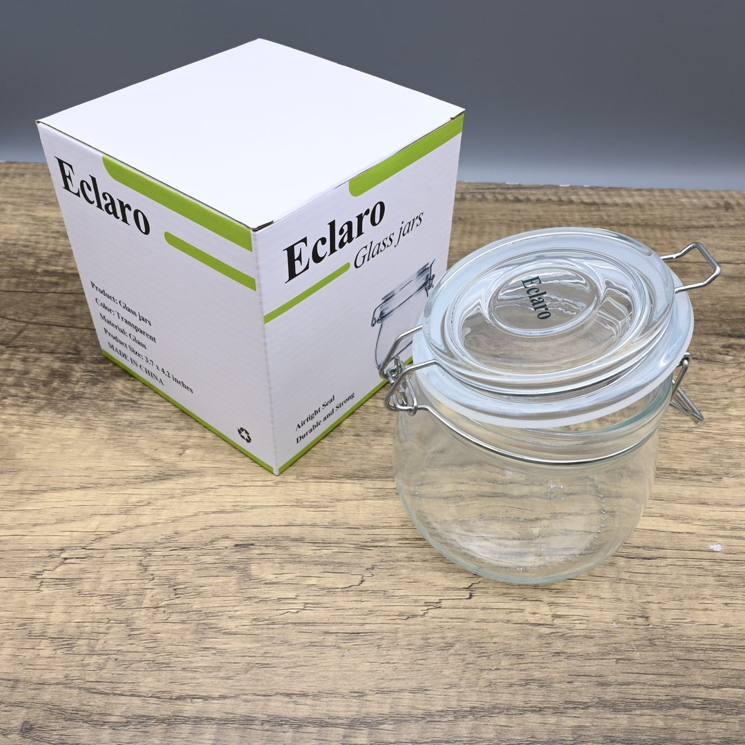 Eclaro Premium Glass Jars Set Airtight Food Storage Containers with Wide Mouth Design Multi-Purpose Glass Jars for Kitchen