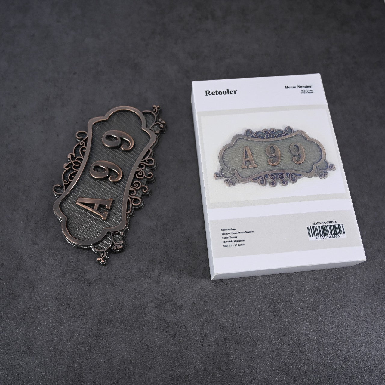 Retooler House Numbers of Metal, Non-luminous