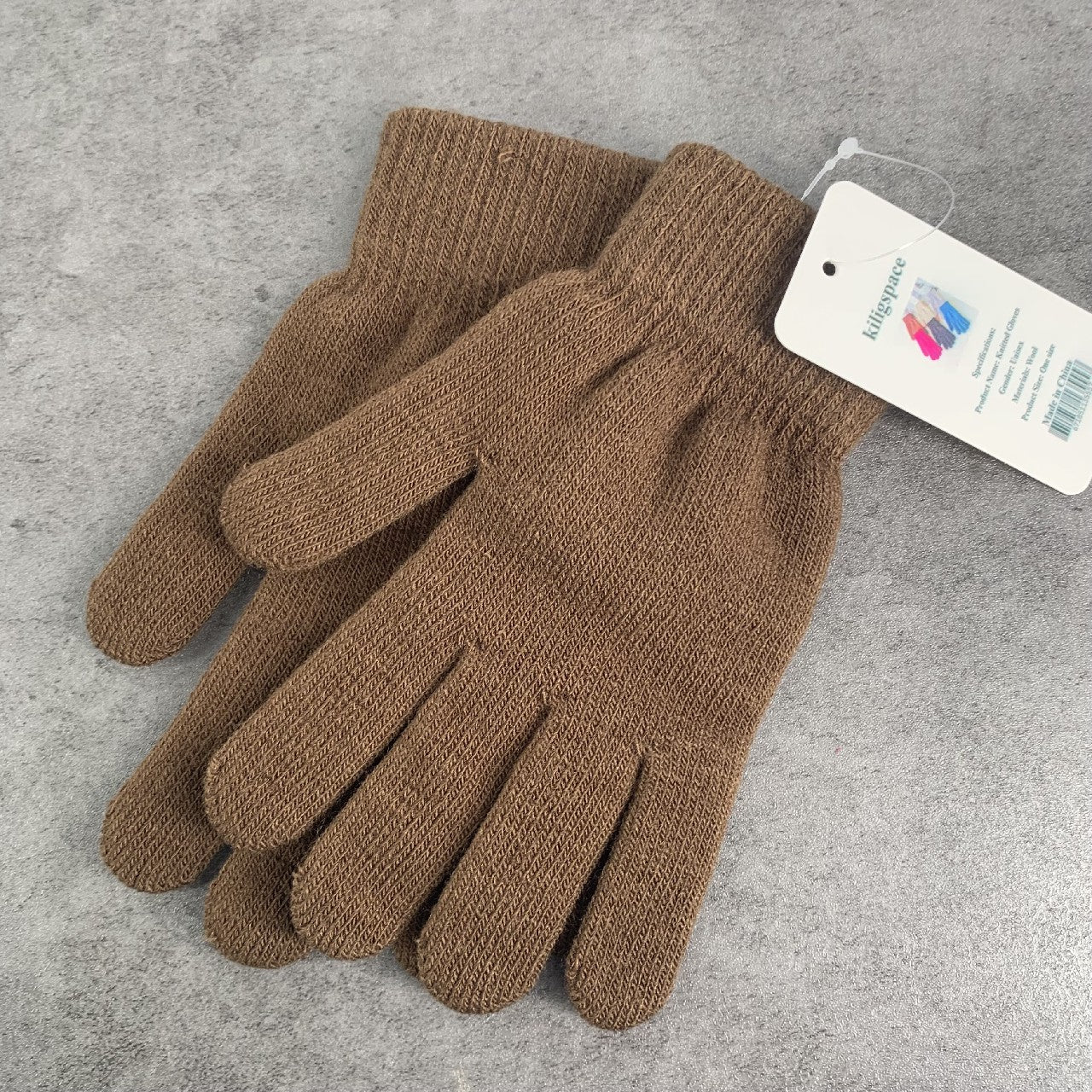 kiligspace Knitted Woolen Gloves Winter Solid Color Full Finger Mittens